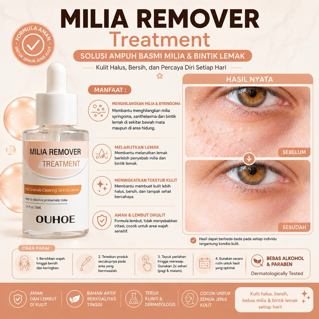 Milia Remover Serum Penghilang Perontok Milia Bintik Putih Mata Ouhoe Milia Remover Treatment Oil-Fr