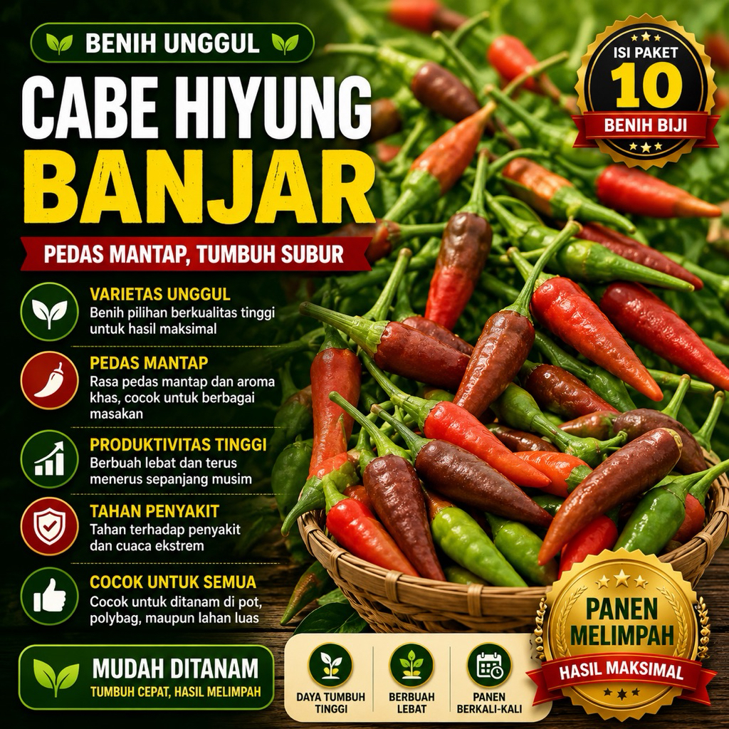 10 Benih Biji Cabe Hiyung Banjar Benih Unggul