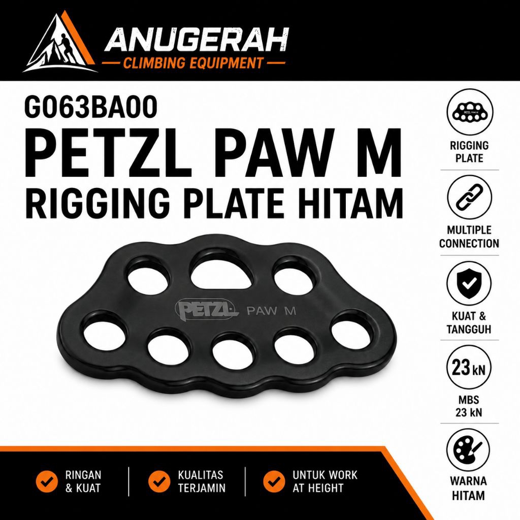 PETZL PAW M RIGGING PLATE HITAM ORIGINAL PETZL