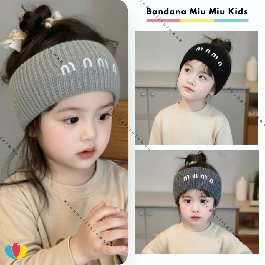 Bandana Miu Miu Anak Perempuan / OOTD Sporty Padel Headband Korea Anak Cewek Bando Tahun OOTD Lucu S