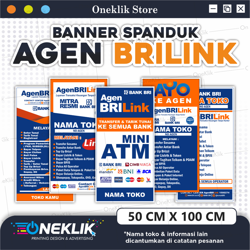 Spanduk Agen BRILink Custom Murah / Spanduk Banner Baner Agen Brilink Spanduk Banner Renda Agen Bril