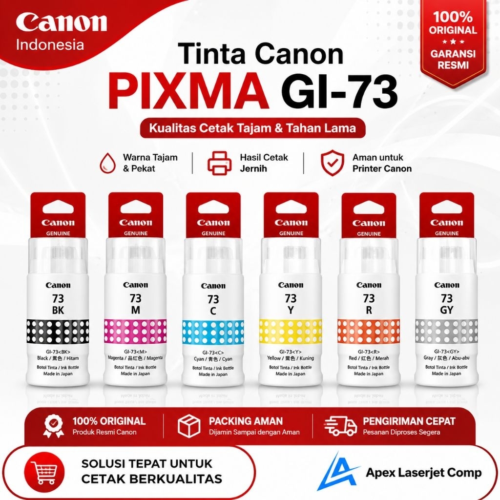 Tinta Canon 73 Original Black / Magenta / Cyan / Yellow / Red / Grey ( GI-73 )