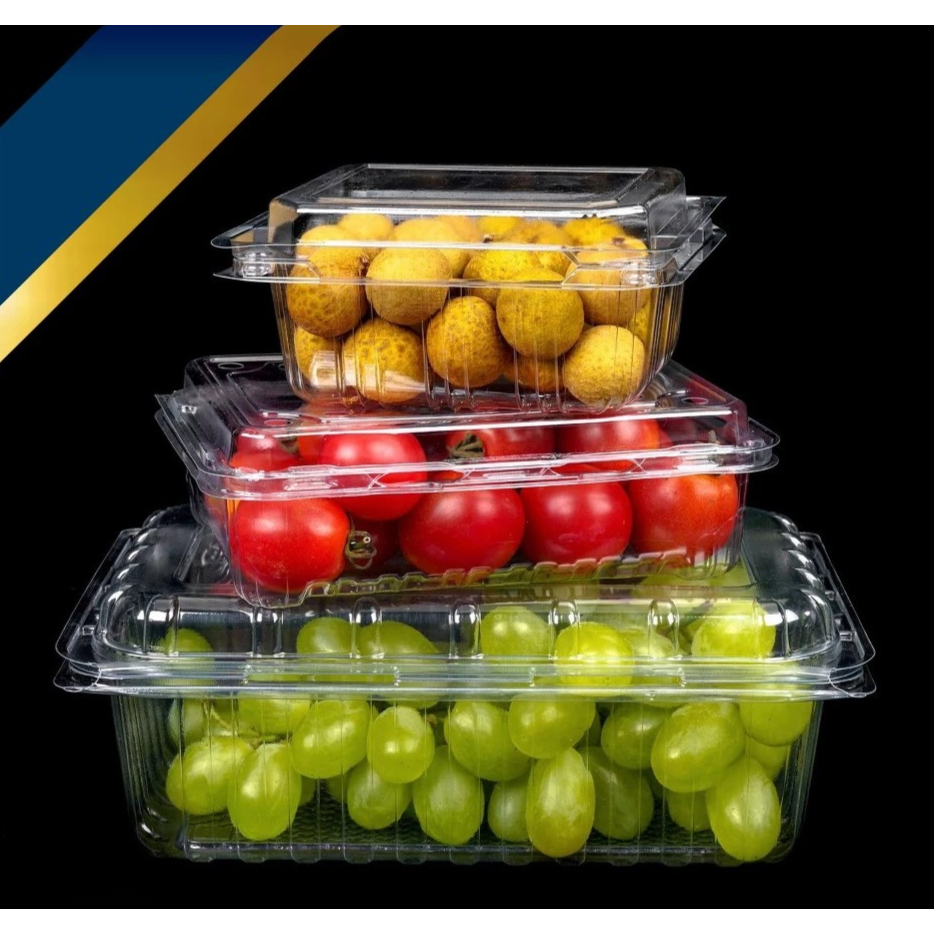 Mika Strawberry ISI 25pcs  - Tray Kotak Buah Mini Persegi / Mika Buah / Mika Kotak Buah