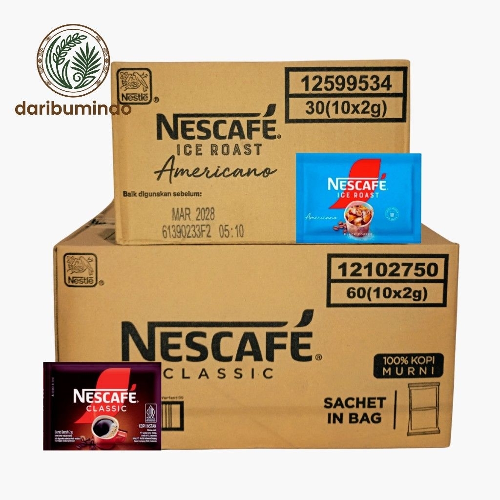 NESCAFE Ice Roast / Classic 1 Dus / Karton Sachet 2 gr - Kopi Murni Instan Tanpa Ampas & Larut Air D