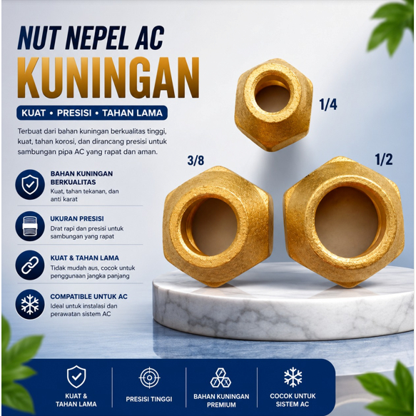 NUT TEMBAGA 1/2 TEBAL NUT AC