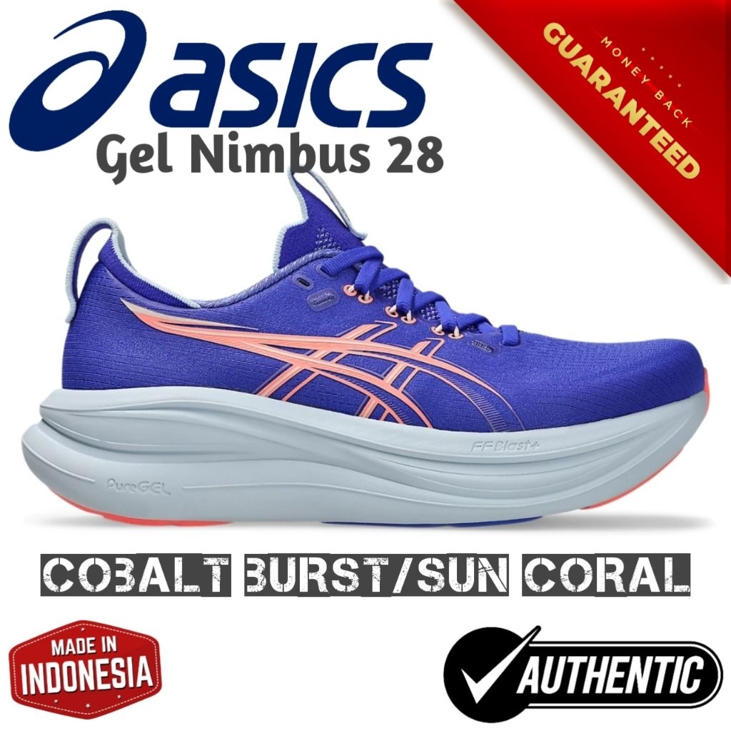 Sepatu Wanita Asics Gel Nimbus 28 Cobalt Burst/Sun Coral