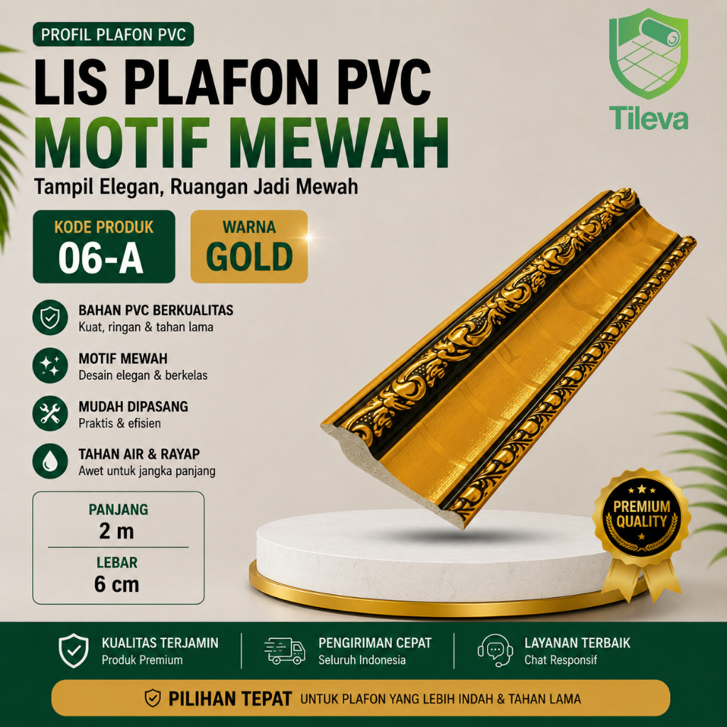 Tileva New Lis Pvc / Lis Plafon Motif Modern / Lebar 6CM x Panjang 2M