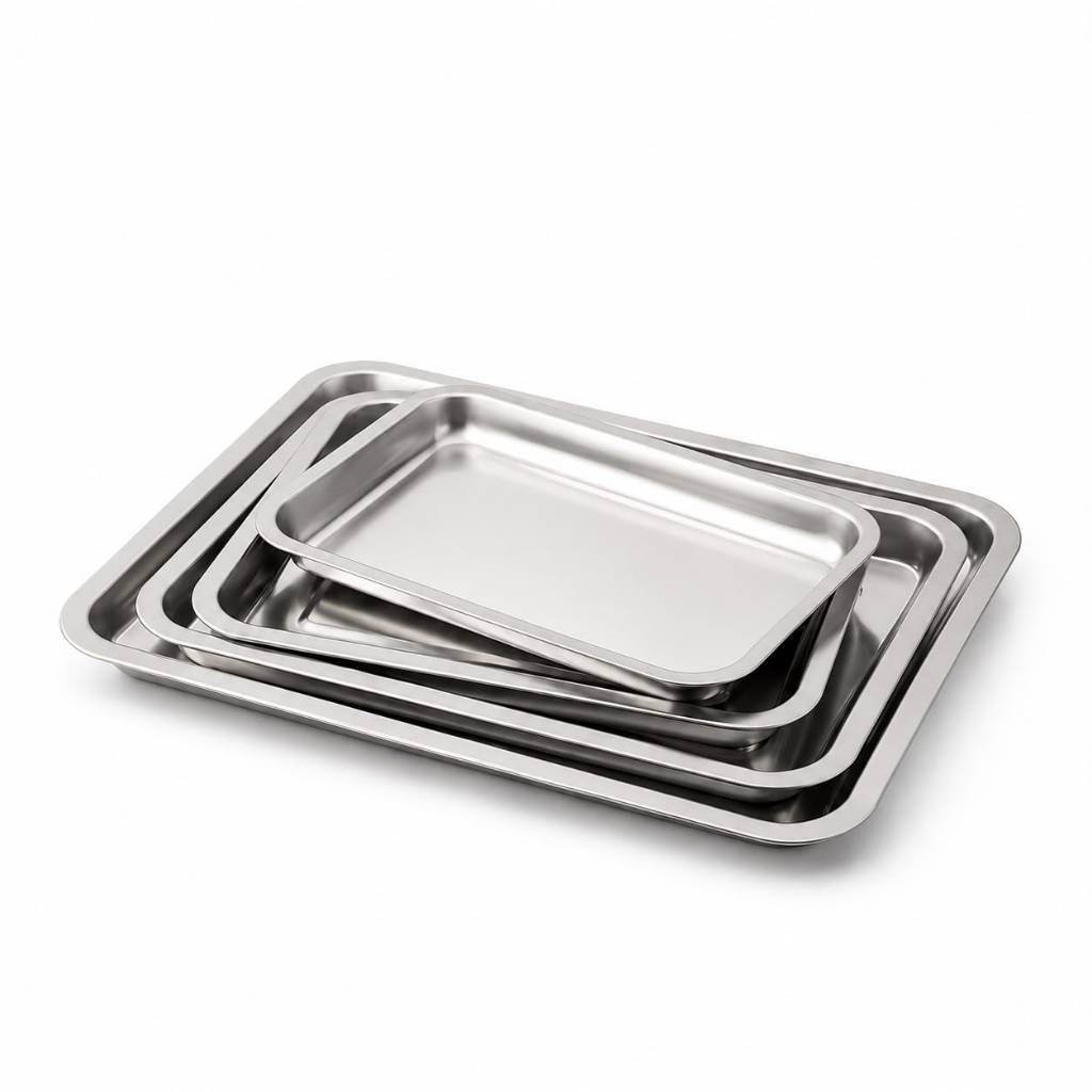 6 Pcs Nampan Persegi Stainless Petak Talam Makanan Serbaguna