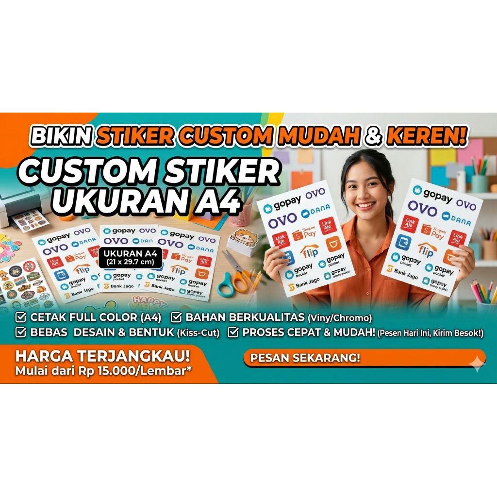 TOP UP STICKER DANA /E-WALLET . UKURAN A4 Full Warna
