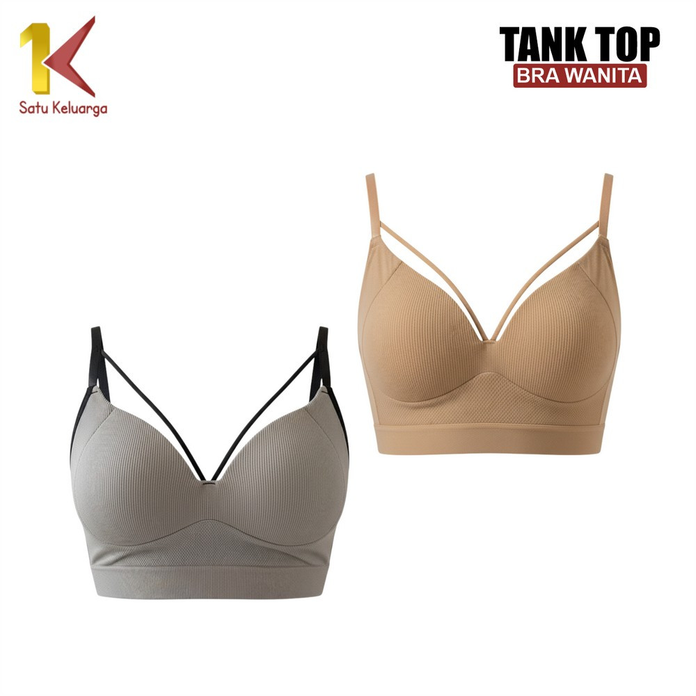 Satu Keluarga Tank Top Bra Wanita V-Neck Ada Cup Bra P297 Atasan Tanktop Crop Sexy Pakain Dalam Wani
