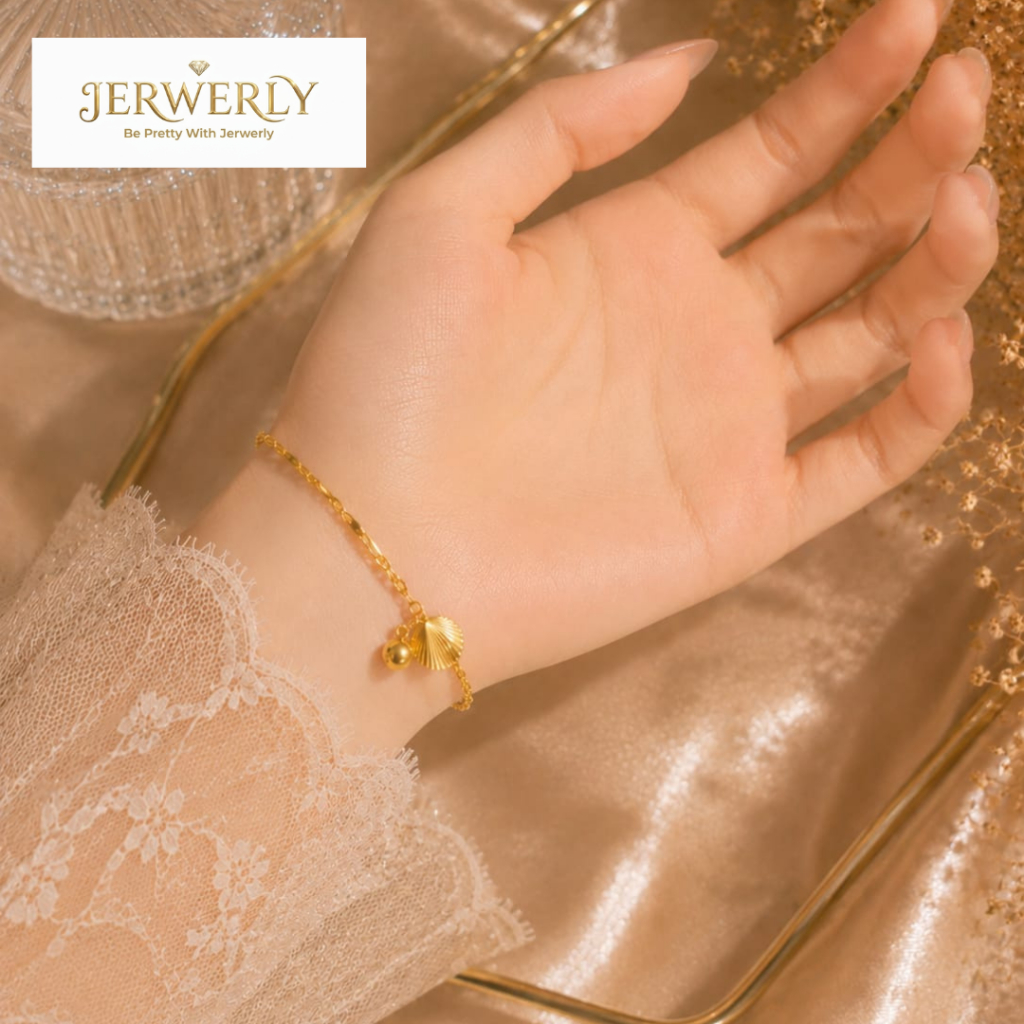 Gelang Serut Wanita Lonceng Kerang Emas  | Anti Karat Waterproof | Adjustable Bracelet