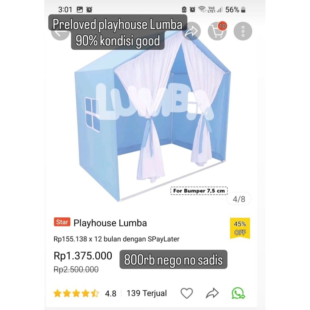 Tenda Playhouse Lumba Preloved