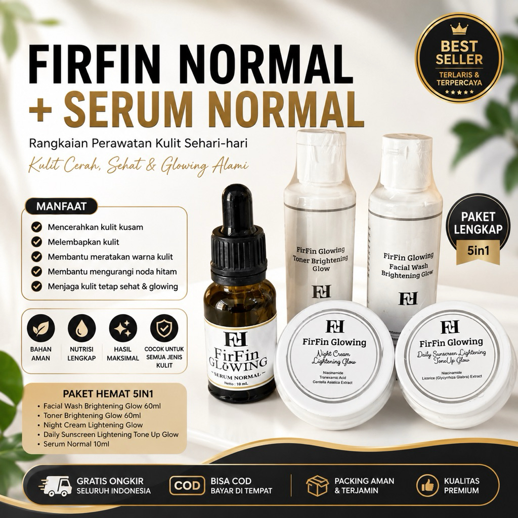 FIRFIN GLOWING NORMAL + SERUM NORMAL UNTUK KULIT WAJAH KUSAM
