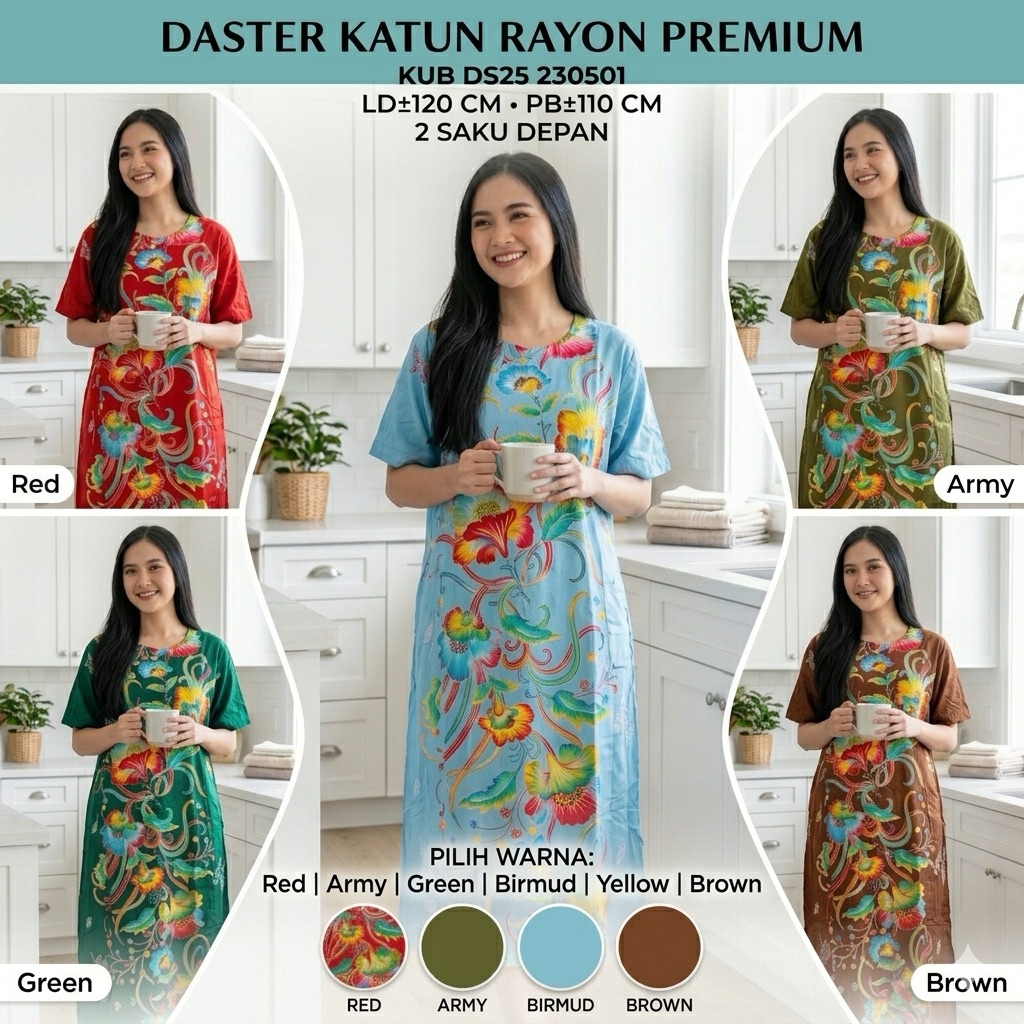 Daster Kencana Ungu Original Label Biru Lengan Pendek Wanita Kekinian Rayon Premium KUB DS25 230501 