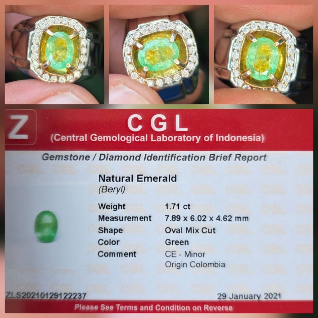 Batu Zamrud Emerald Colombia Minor Memo 1.71 crt