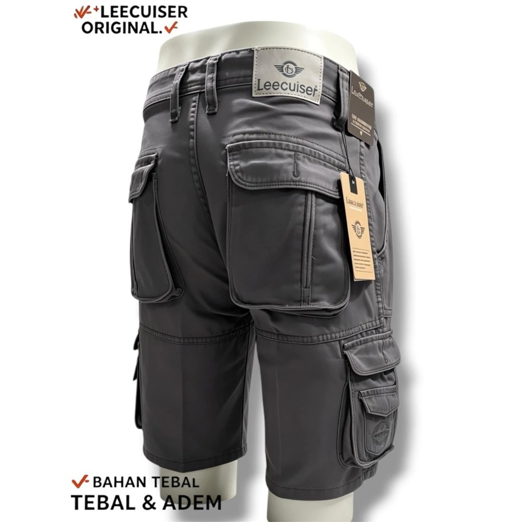 Celana Cargo Pendek Cardinal Pria LEECUISER Original//Cargo Pendek Cardinal Pria//Bahan Katun Linen