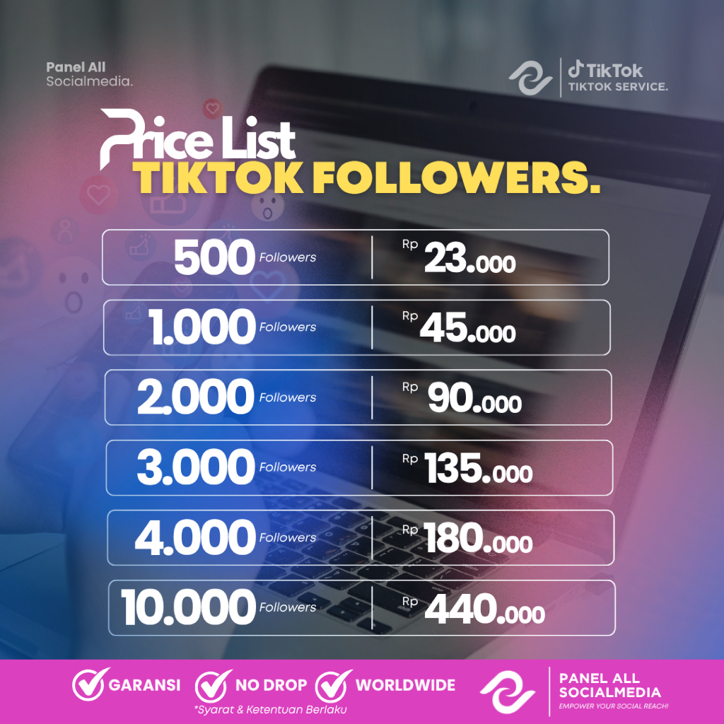TIKTOK FOLLOWERS | jasa penambah follower tiktokk bergaransi tambah follower tiktok