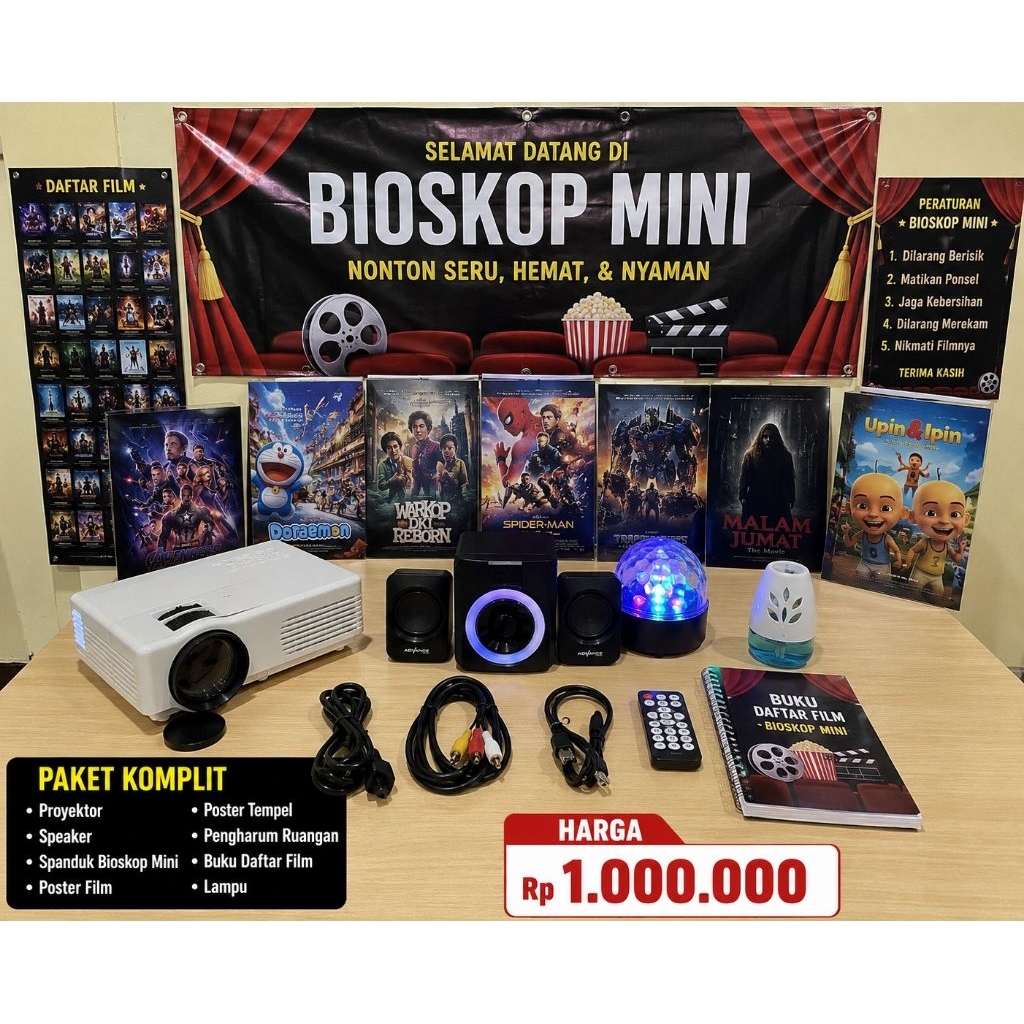 Paket Komplit Bioskop Mini Usaha Rumahan Lengkap Siap Pakai