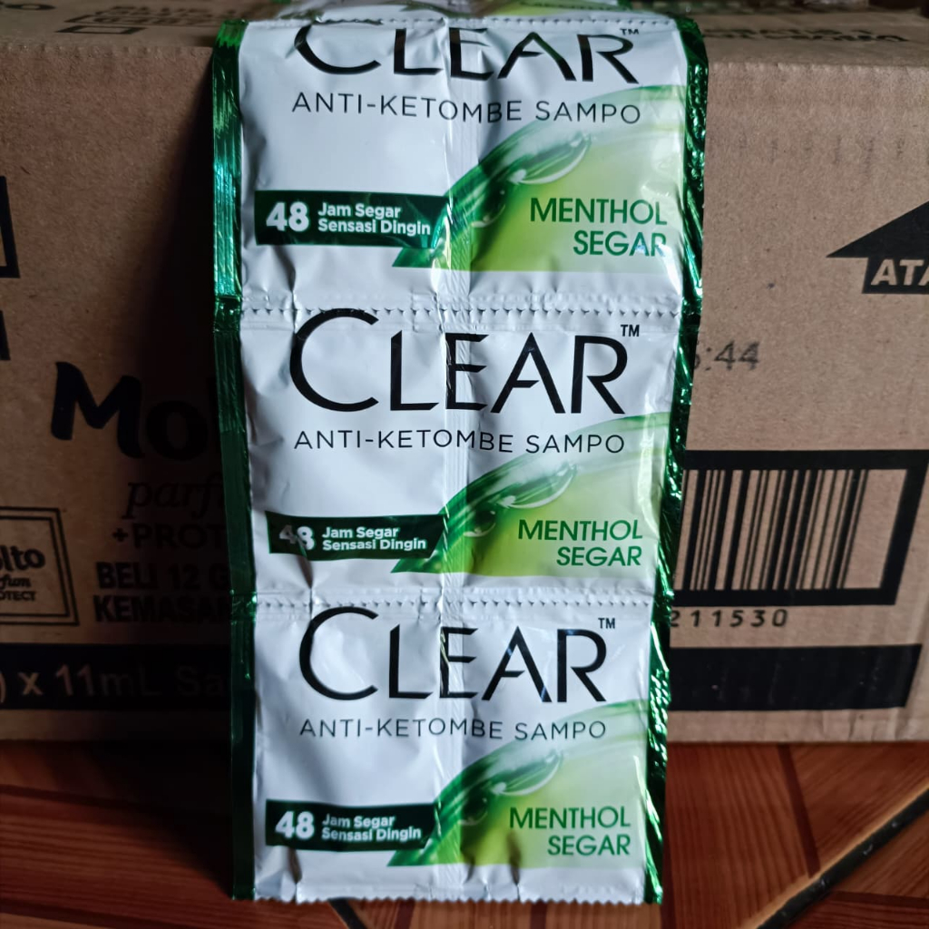10 Renteng CLEAR Shampoo Sachet Anti Ketombe Original Menthol Segar Clear Men Ultra Isi 240 Sachet