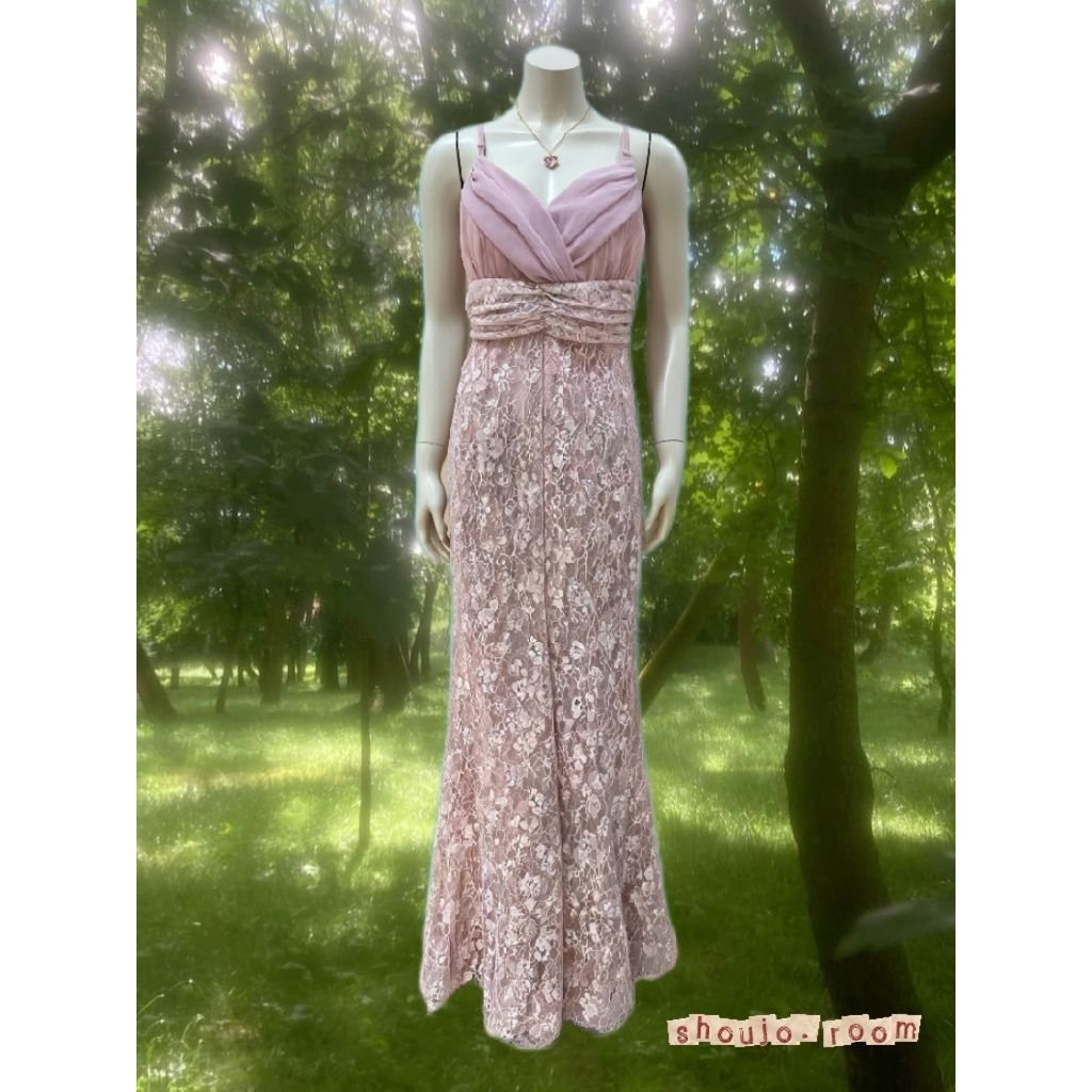 Long Dress Soft Pink Brookat Brukat PL