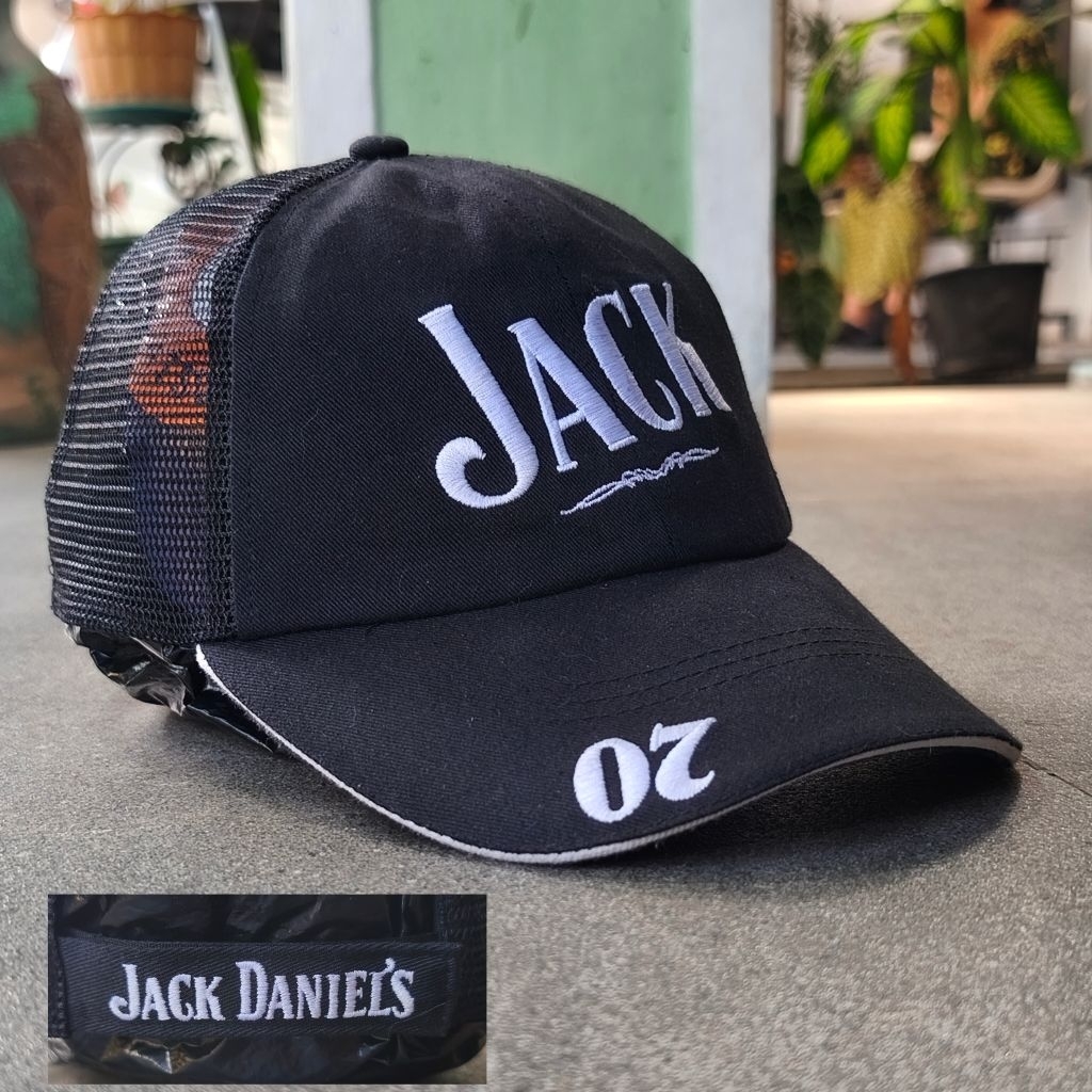 Topi trucker Jack D Black "Jack" 07 Embroidered Mesh Trucker Hat used good condition