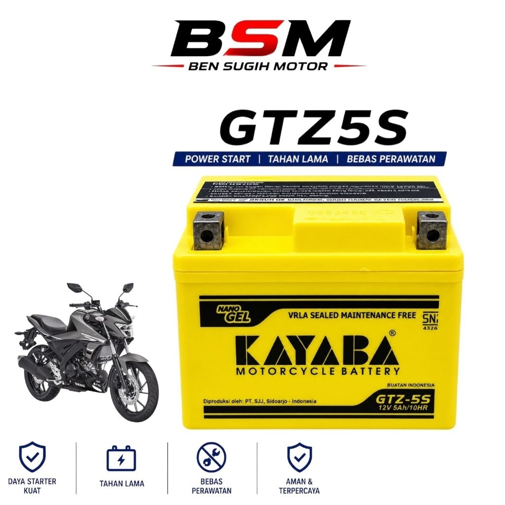 AKI KAYABA GTZ5S Original | Aki Kering Motor | Cocok Mio vixion byson