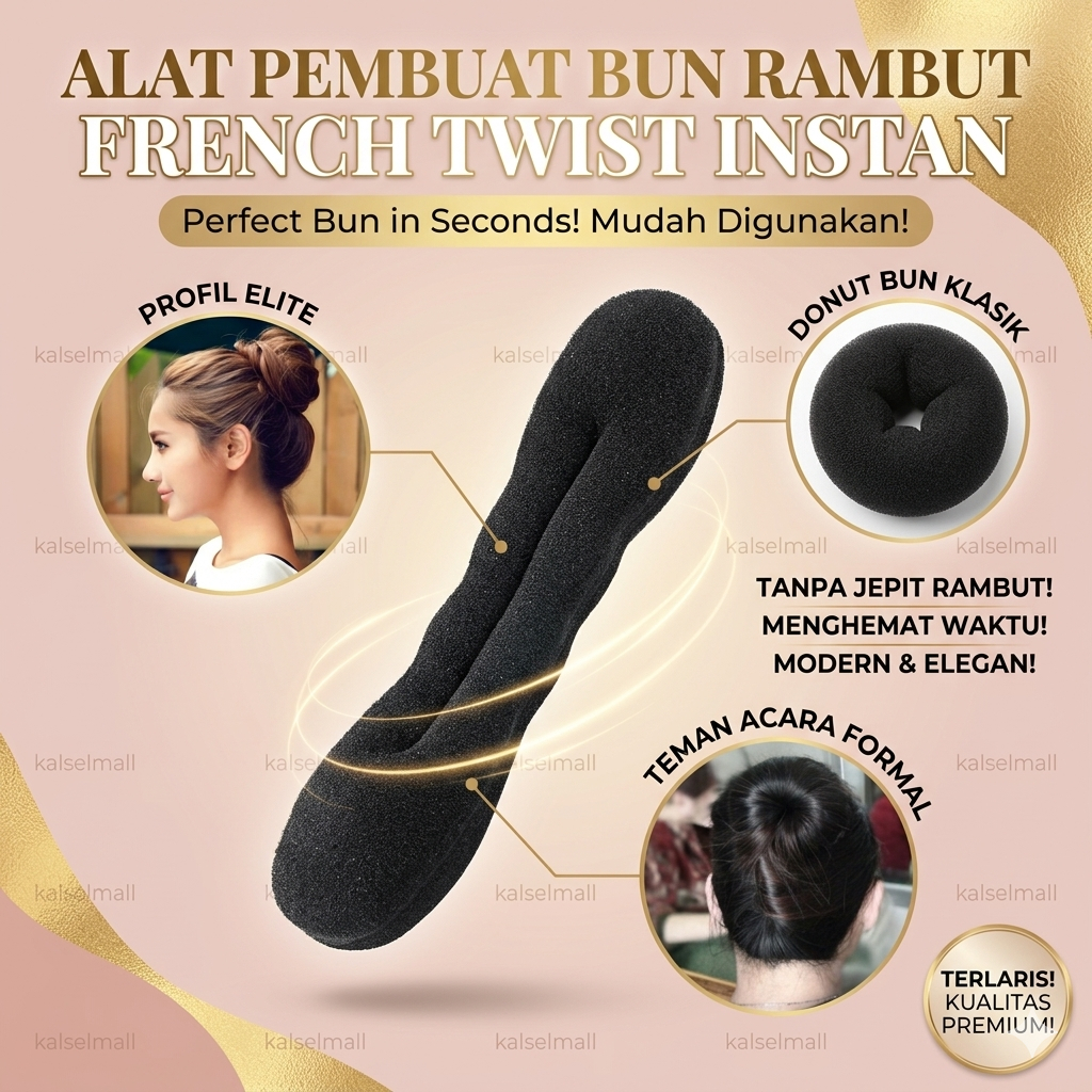 Cepol Ikat Rambut Jepitan Alat Pembuat Bun Rambut French Twist Instan Sanggul Donut Busa Otomatis Je