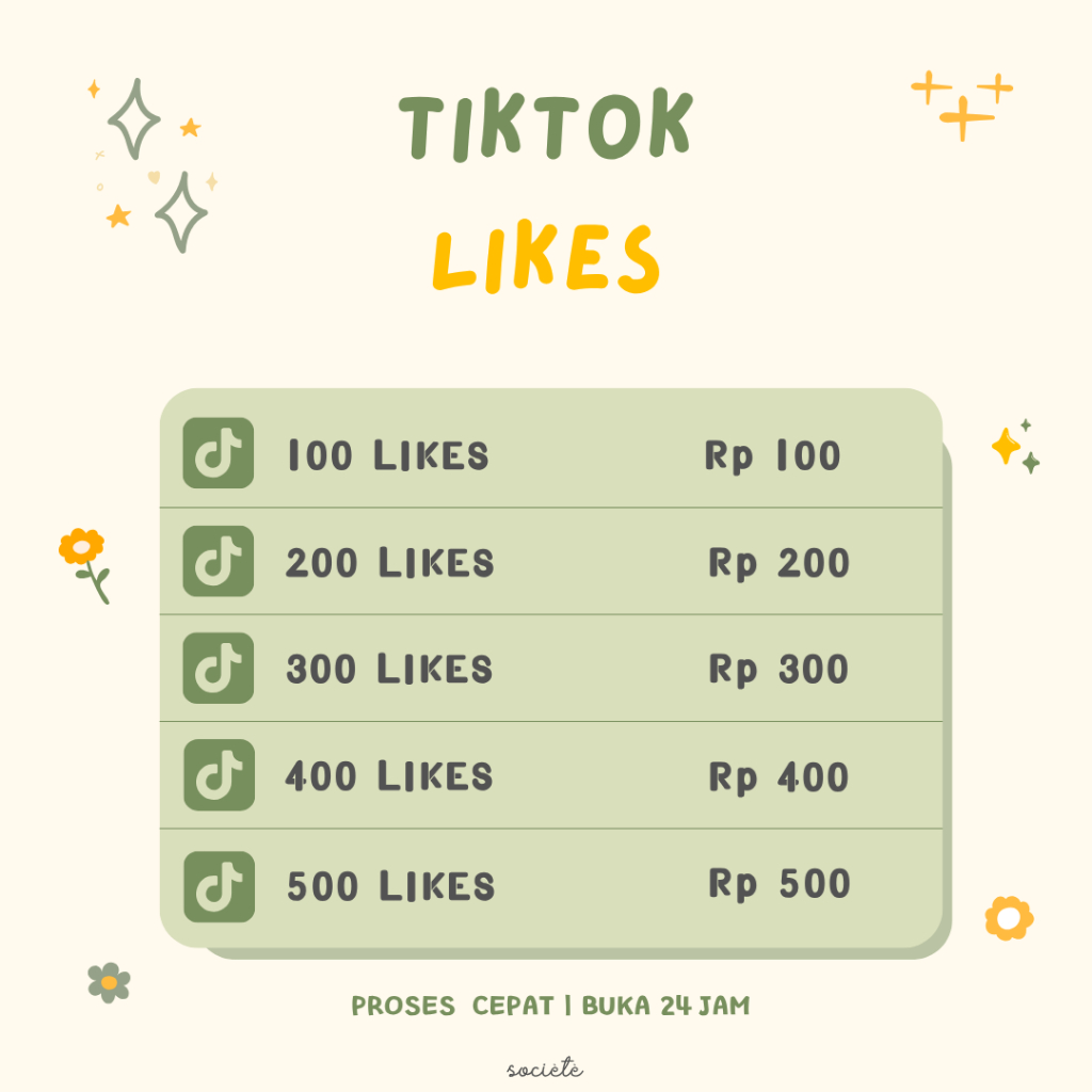 TIKTOK LIKES LIKE Termurah Bergaransi No Drop High Quality