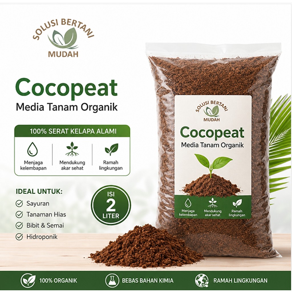 Cocopeat Halus Media Tanam Organik Siap Pakai untuk Hidroponik & Tanaman Cocok Sayur  Bunga Praktis 