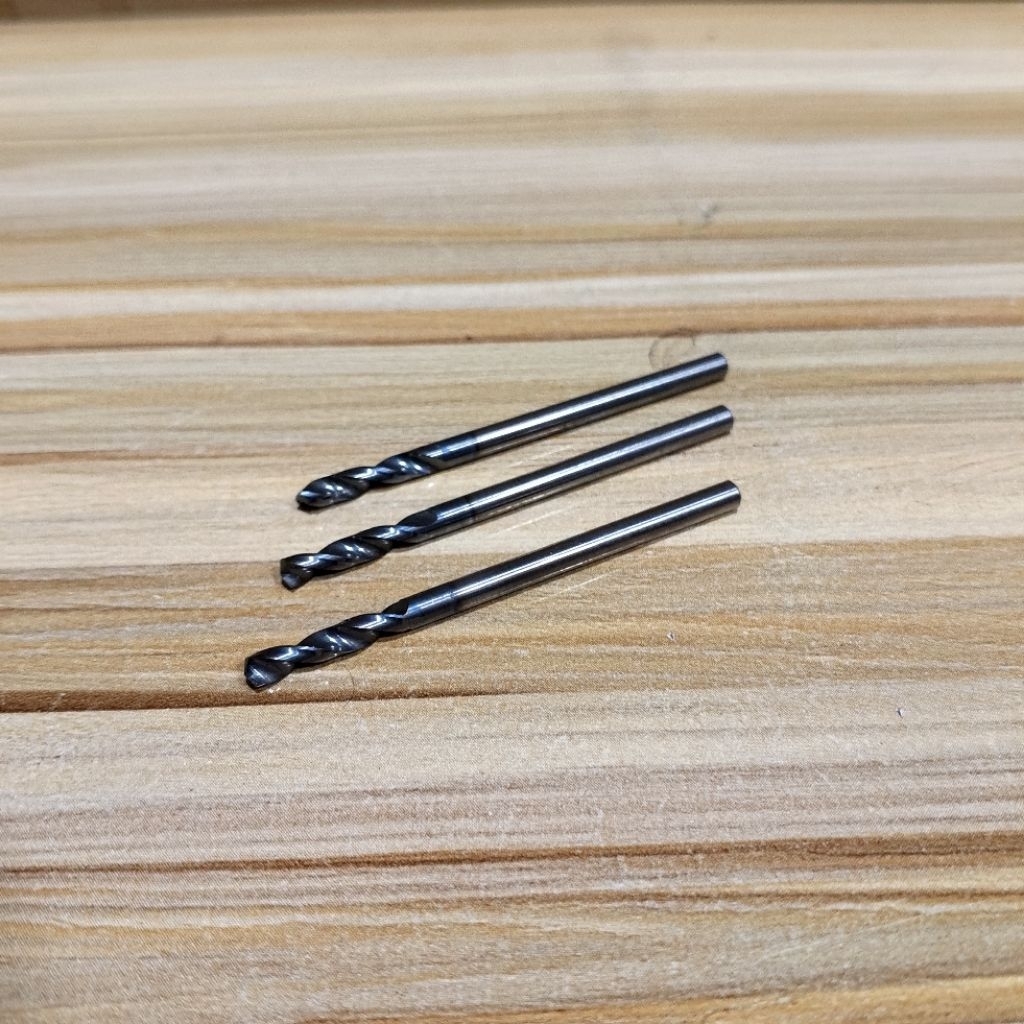 mata bor carbide 3.0 mm tembus baja drill 3mm cocok untuk material keras second shank 6mm