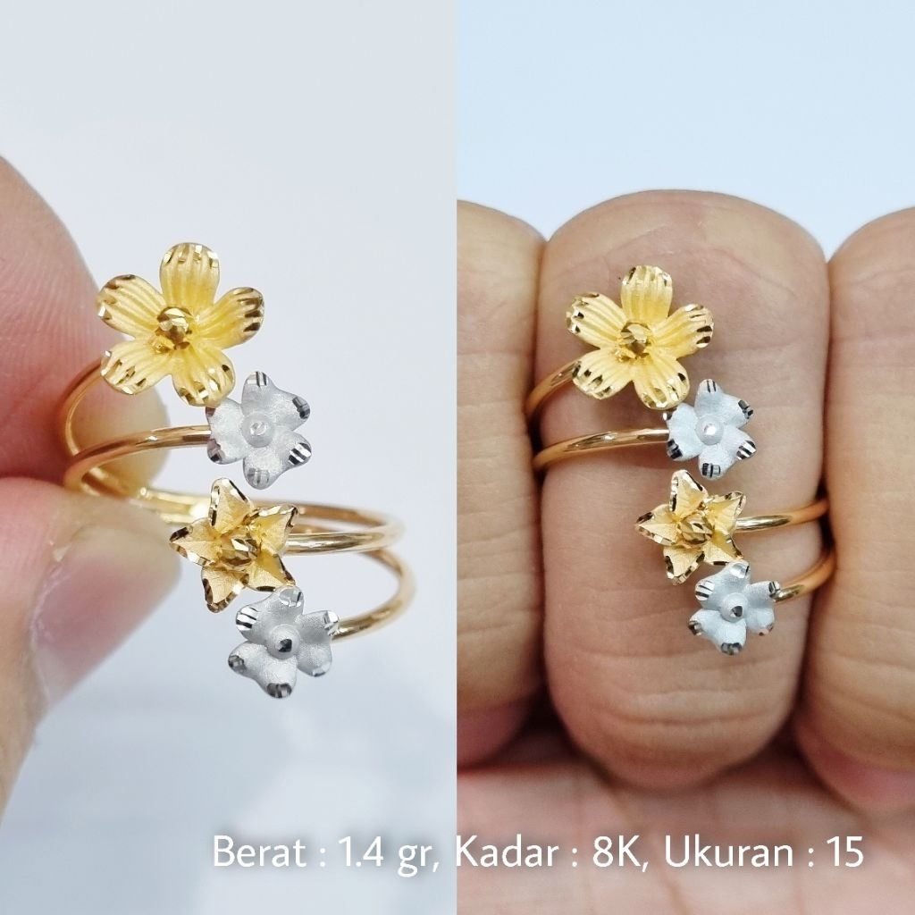 Cincin Bunga Emas UBS 8K Ukuran 15 - MA3 / 1.4 gram