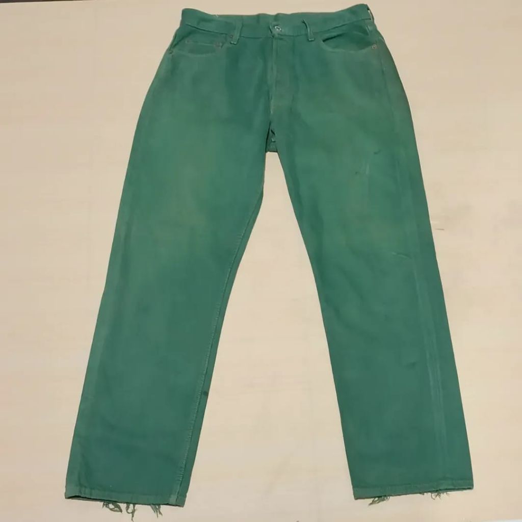 RARE• Vintage 90's Levis 501xx Regular Straight Dyed Green Jeans Original
