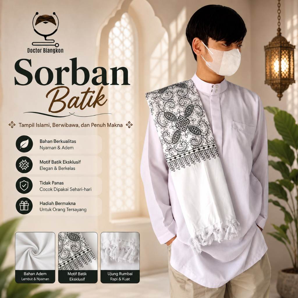 Sorban Rida Yamani Batik Kashmir Printing Anti Luntur Surban Habib Umar Serban Persegi Panjang Halus