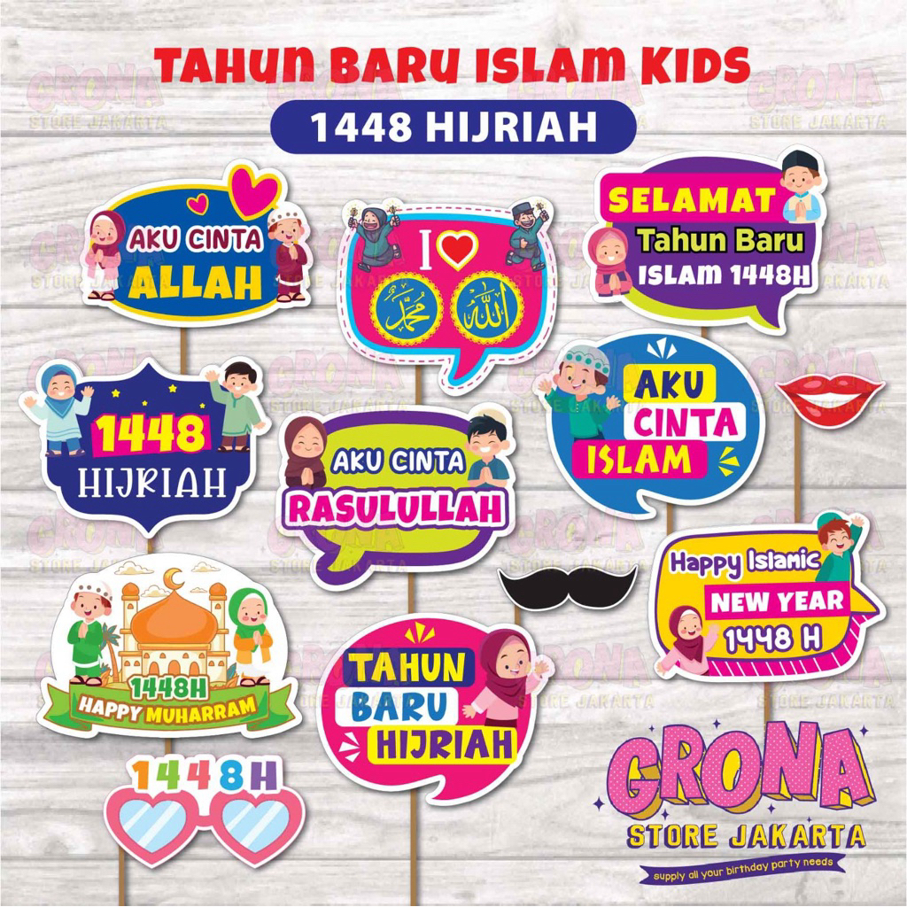 ACC Photobooth Tahun Baru Islam Kids / Aksesoris Foto Muharam Kids / Photo Props Tahun Baru Islam Ki