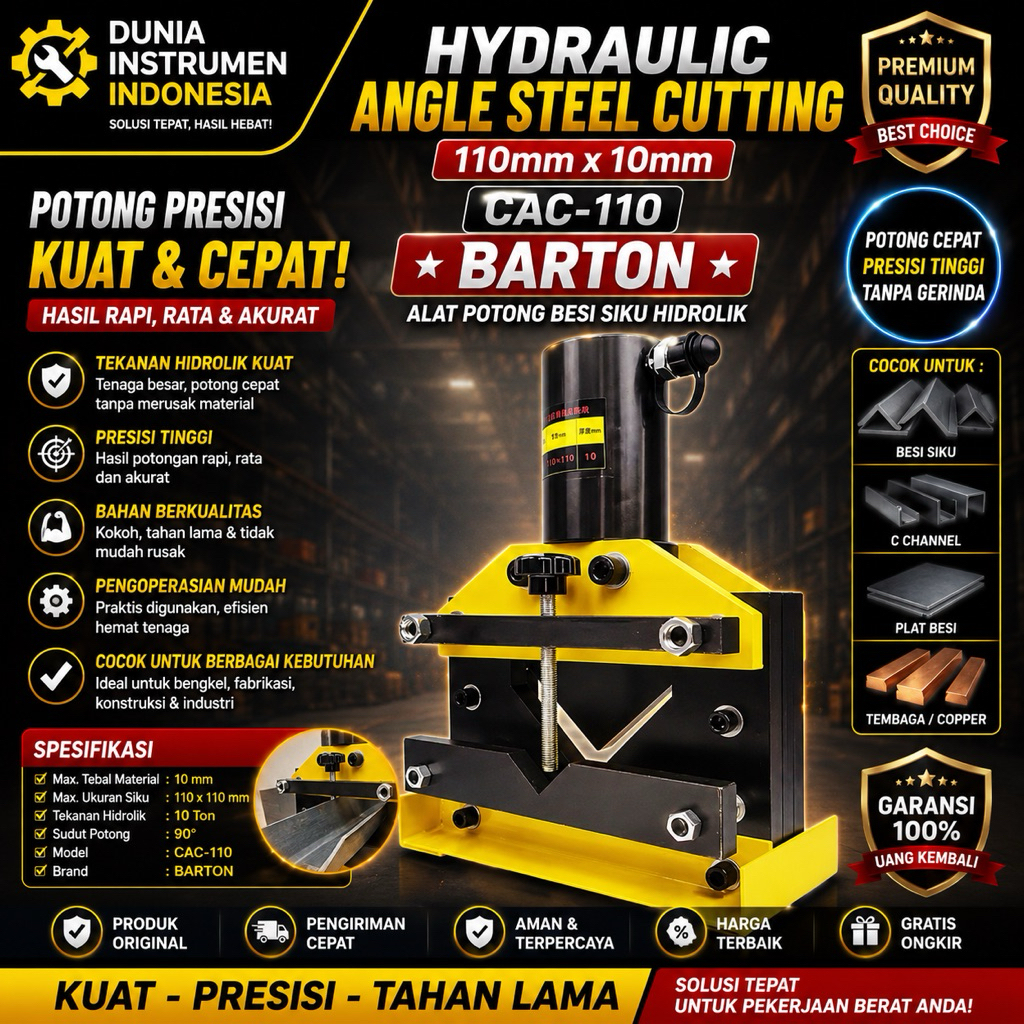 110mm x 10mm Hydraulic Angle Steel Cutting CAC-110 BARTON Alat Potong Besi Siku Hidrolik 110x110 110