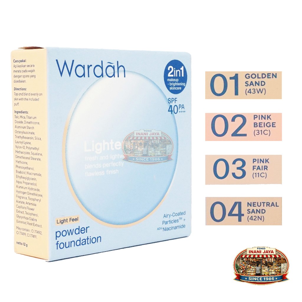 Wardah Lightening Powder Foundation Set & Refill - Bedak Padat - Bedak Tabur