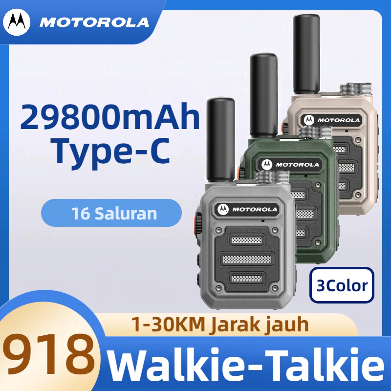 HT Motorola Mini Walkie Talkie 918 30KM 30W 29800mAh 16 Channels 400-470MHz UHF Waterproof lP54 pro 