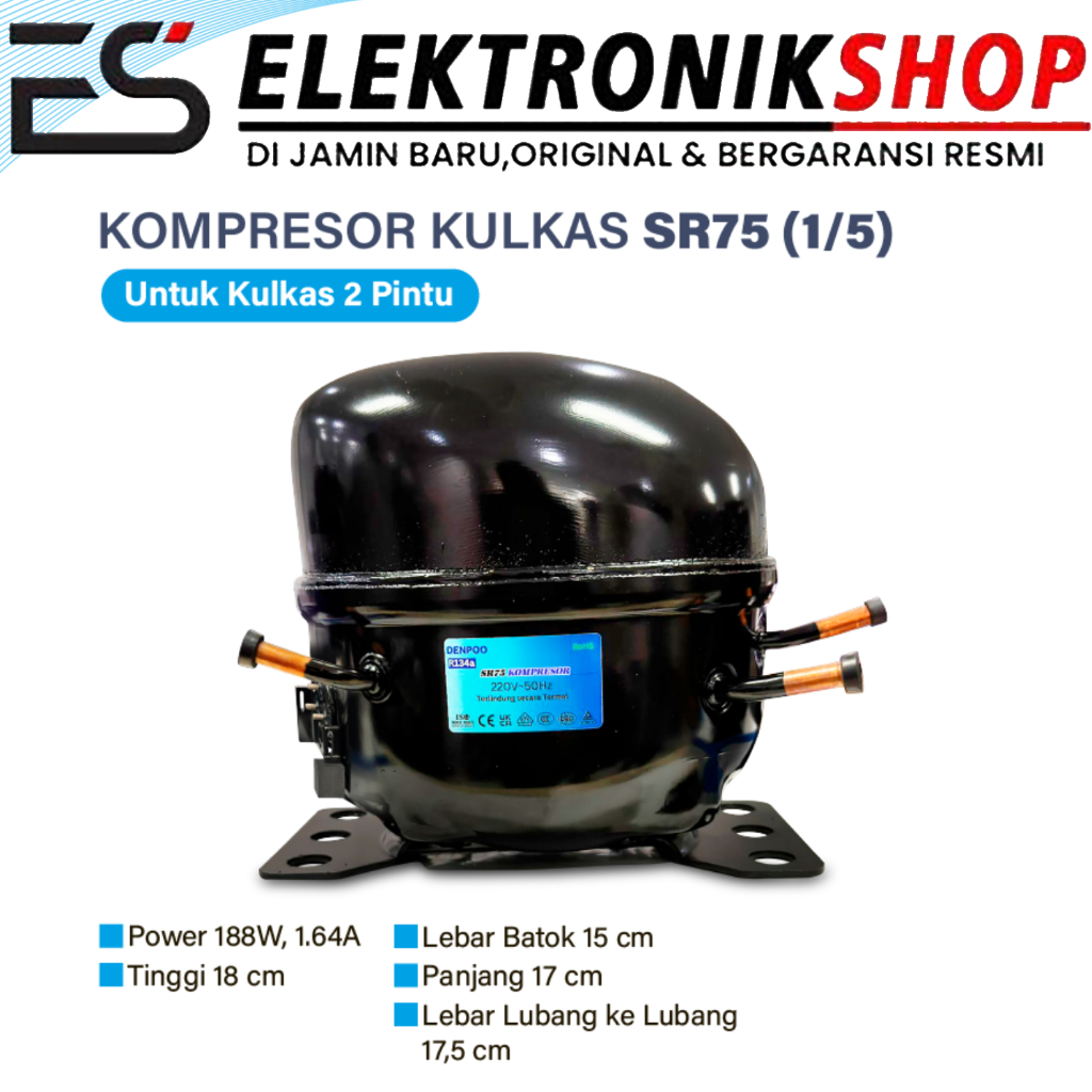 Kompresor kulkas Frezeer compressor showcase Freezer 1 pintu SR75 1/5 PK/HP