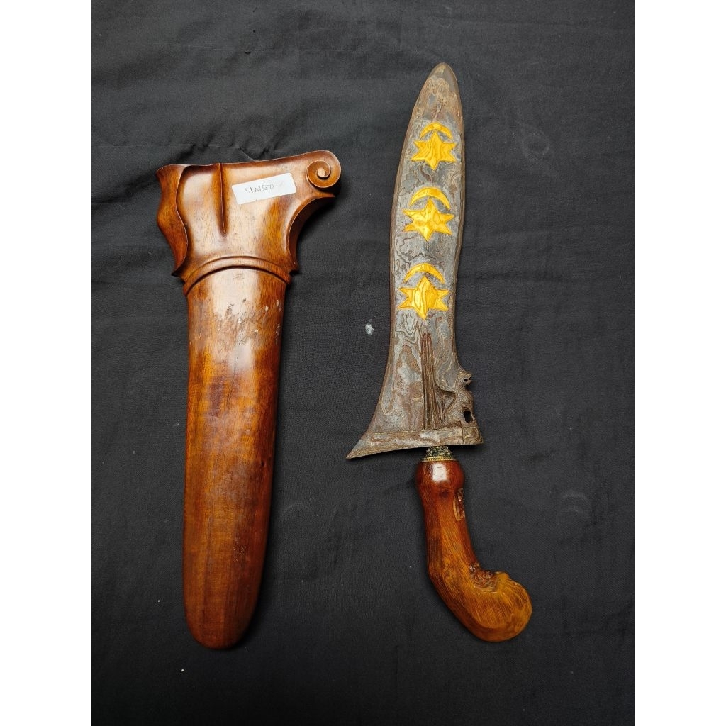 Keris Bethok Singo Barong Kinatah Pamor Kulit Semangka
