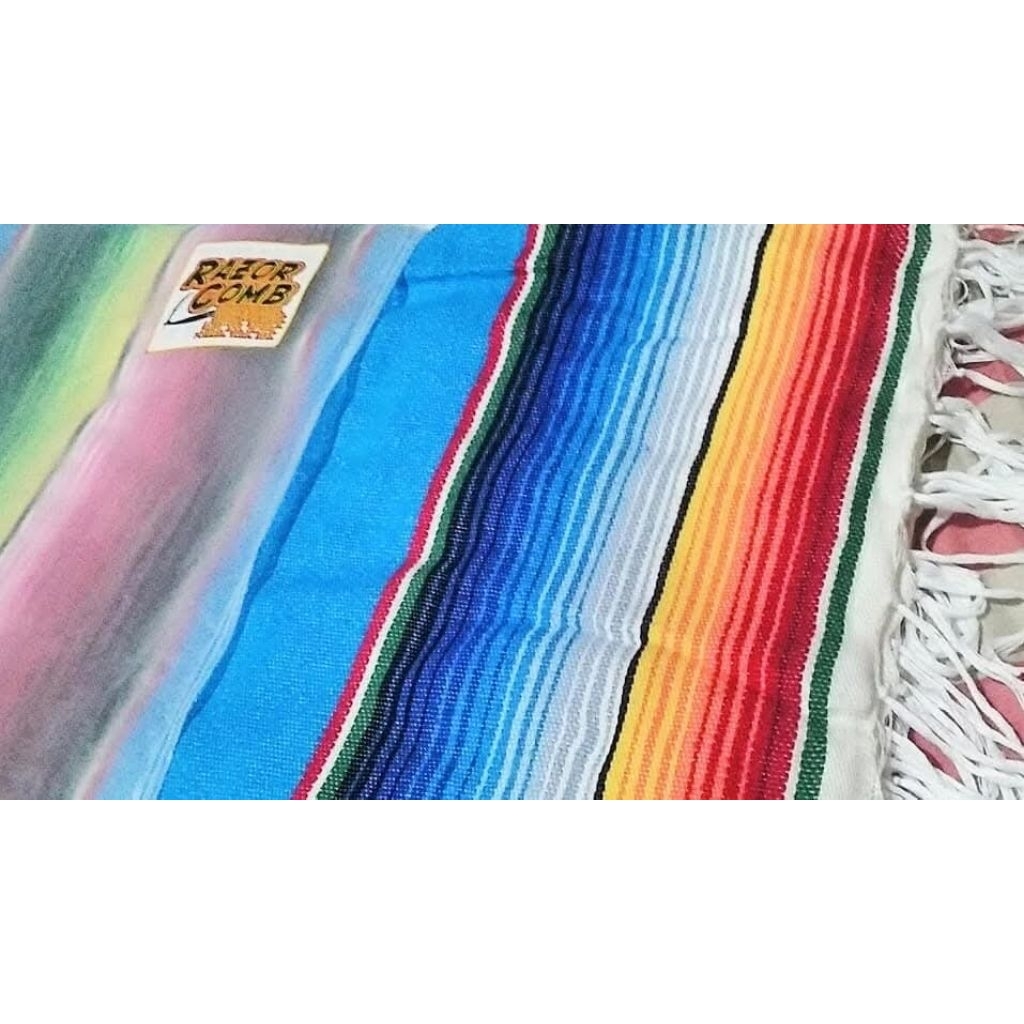 mexican serape blanket blue