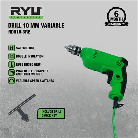 RYU Drill 10 Mm Variable Set 22 Pcs - Mesin Bor Set RYU 10 MM RYU Power Tools