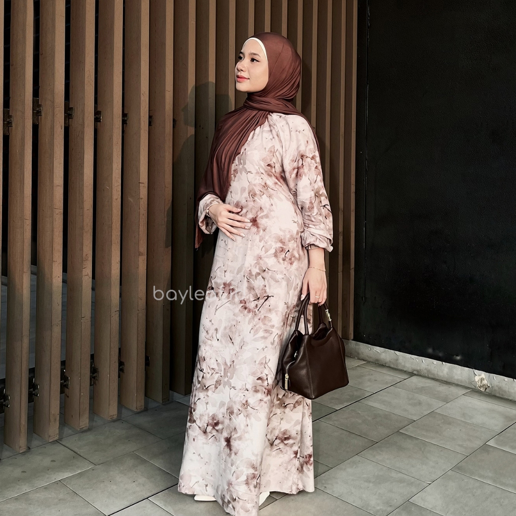 Bayleaf.id Tarra Maxi Dress Muslim Wanita Gamis Motif