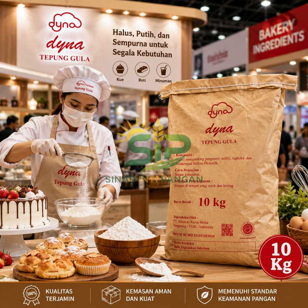 Pilihan 1: Gula Halus DYNA Gula Bubuk Tepung Gula Sak Grosir Pabrik Roti Kue 10kg