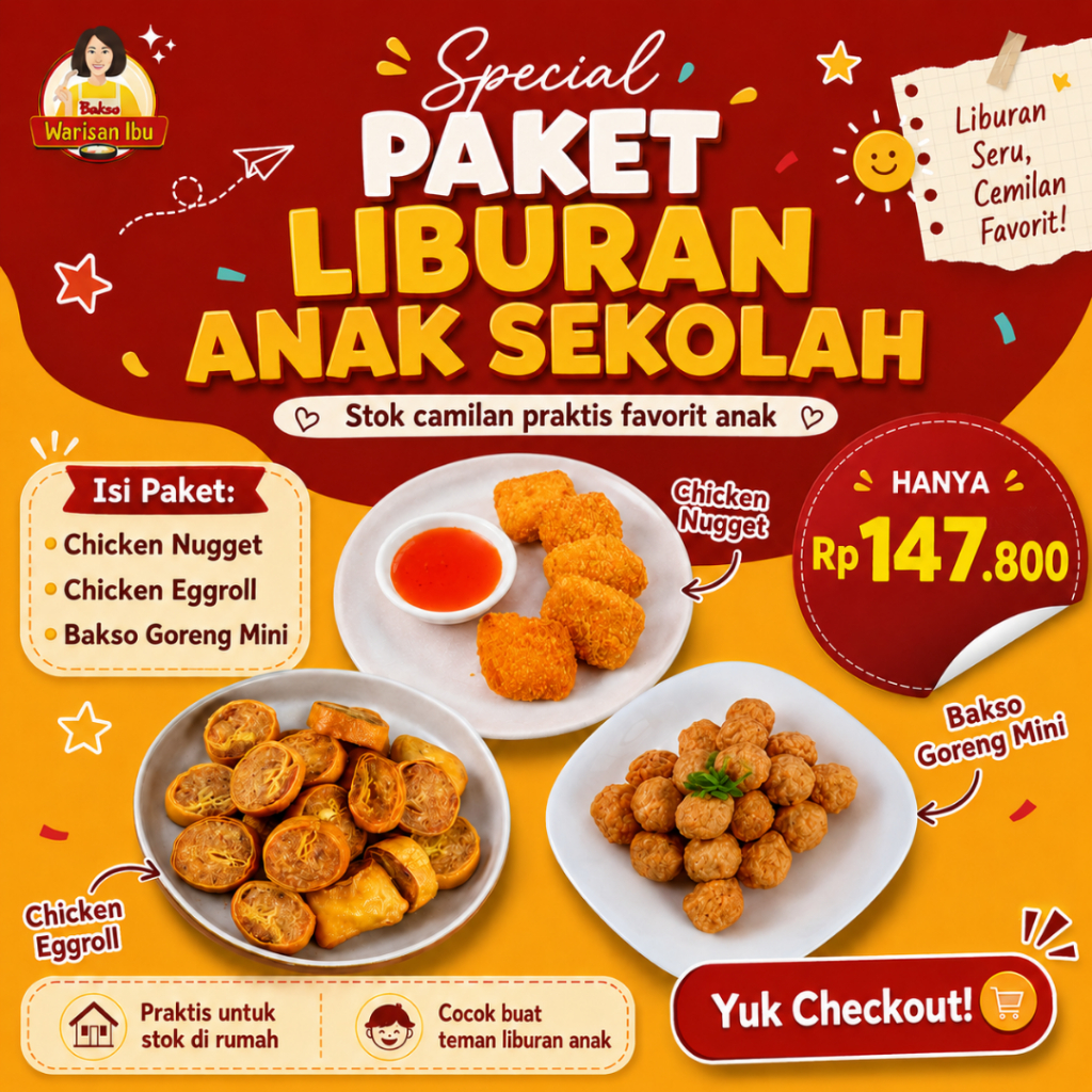 Paket Hemat Nugget Bakso Best Seller | Frozen Food & Lauk Praktis | Libur Sekolah Anak | Bakso Waris