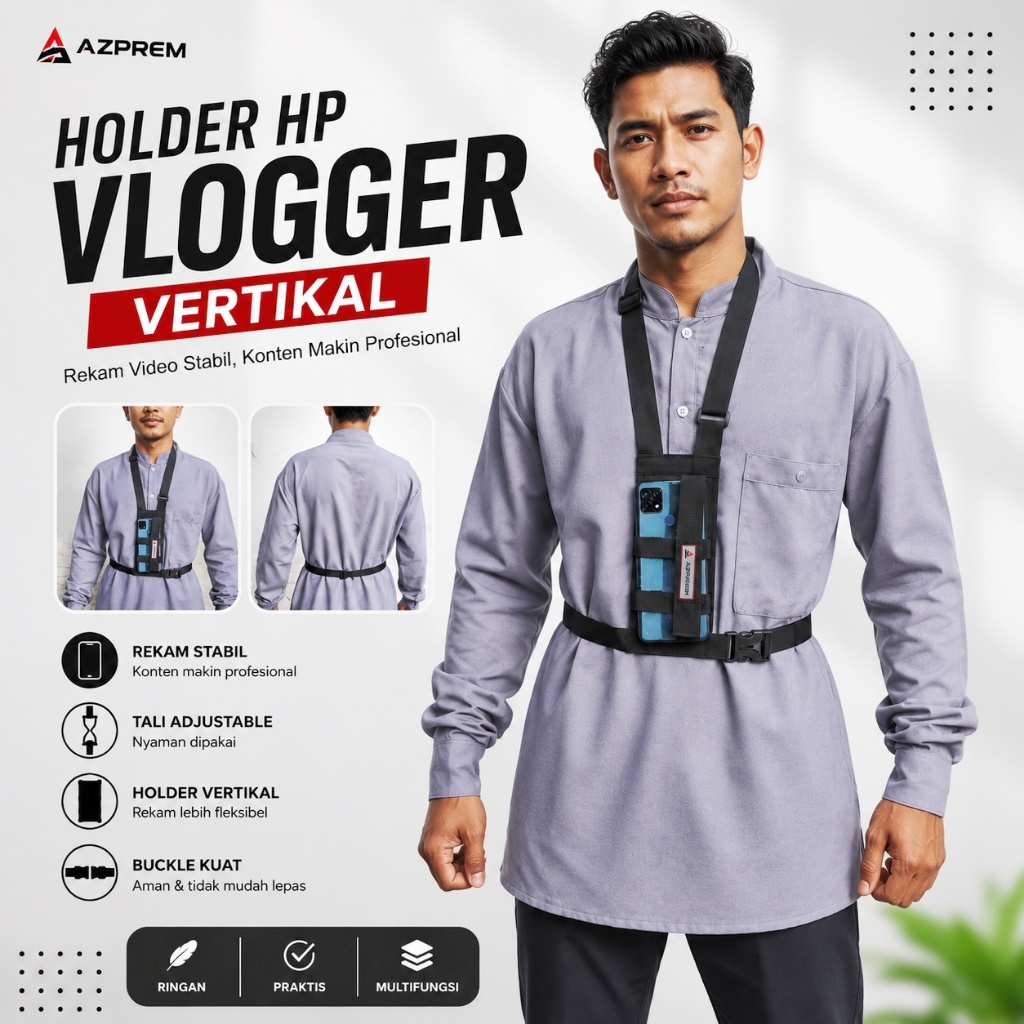 Chest Strap hp dada holder hp vlogger motovloger chest strap Belt kamera hp dada