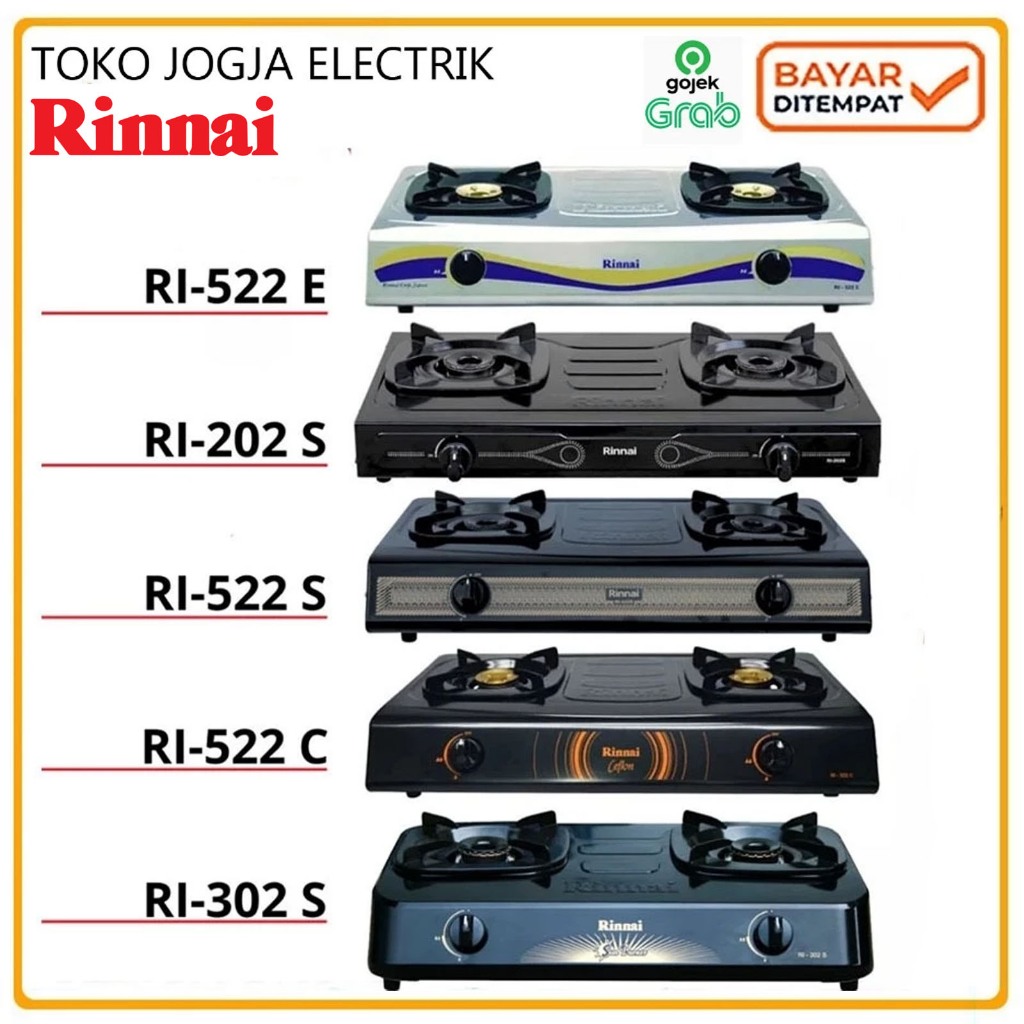 Kompor Gas Rinnai 2 Tungku RI 202S RI 302S RI 522S RI 522C RI 522E