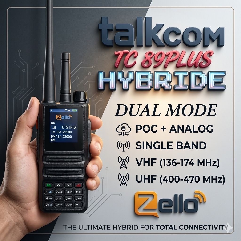 HT POC TALKCOM TC98 PLUS HYBRID POC GLOBAL PTT ZELLO WALKIEFLEET GMI PTT VHF UHF