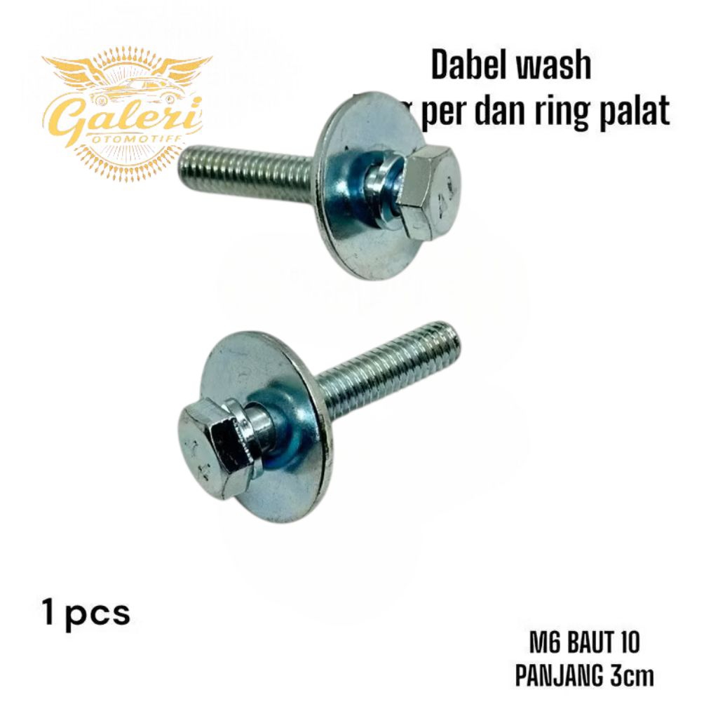 BOLT M6x30 WASH DOBEL RING BAUT 10 panjang 3cm ring per dan ring plat anti copot baut baja