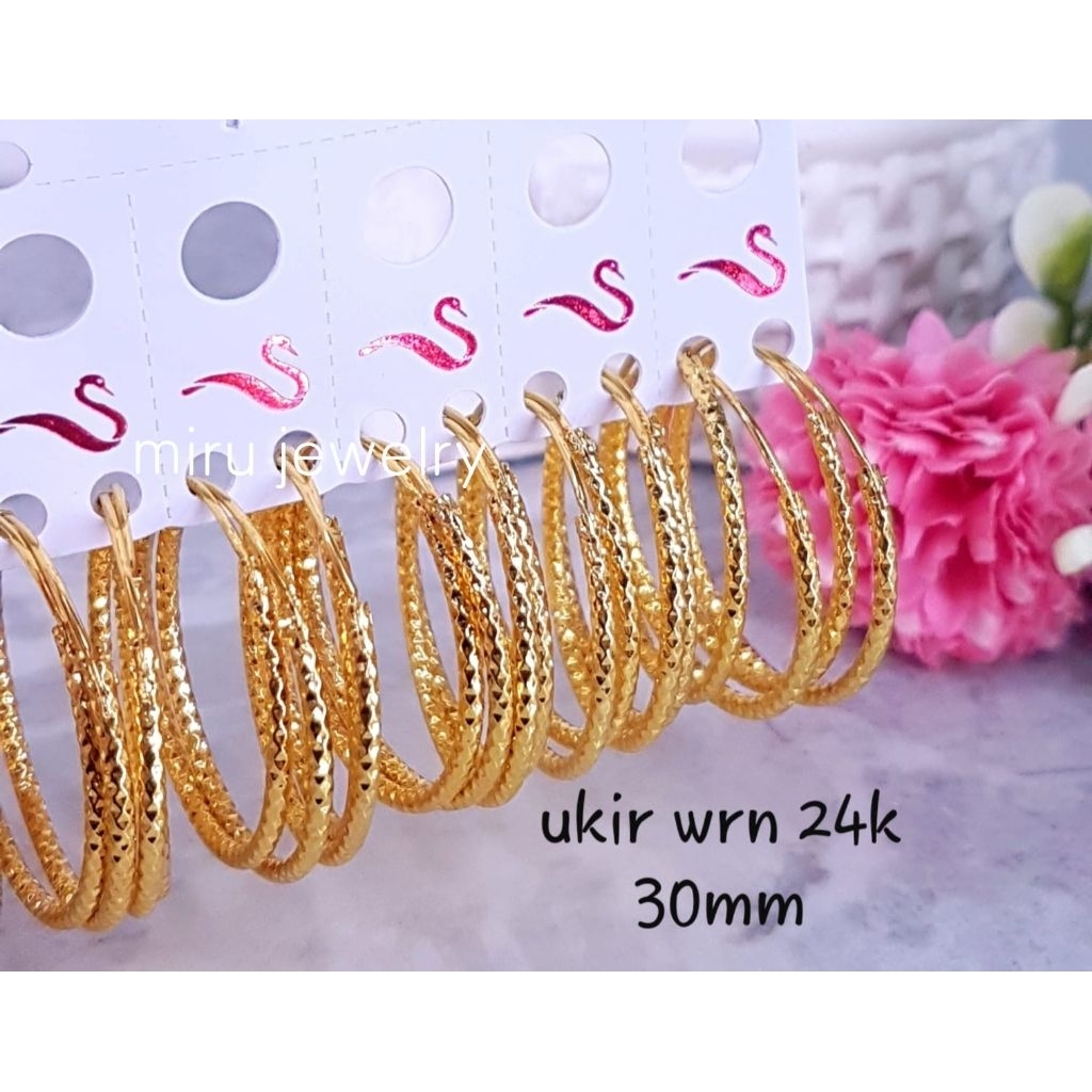 Anting Ring Replika lapis mas, Anting wanita, Anting bulat