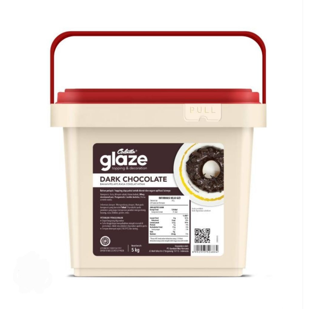 Colatta Glaze Donat 5kg Rasa Dark Chocolate - Tekstur Lembut, Topping Serbaguna, Siap Pakai